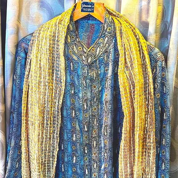 Dear Sir Other - Rich Grey Brocade Silk  Sherwani with Stole